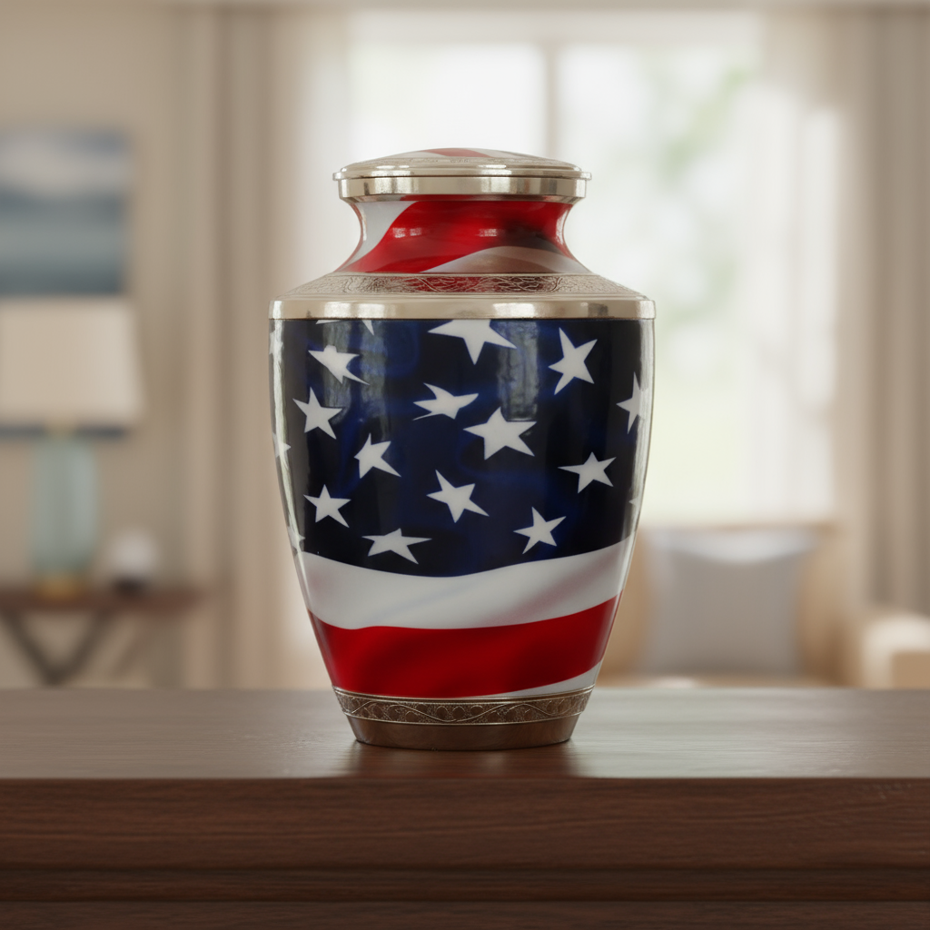 Stars & Stripes Brass Adult Urn