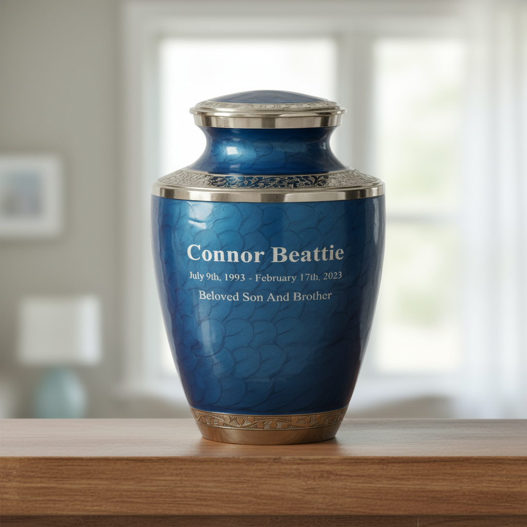 Mother of Pearl Blue Adult Urn