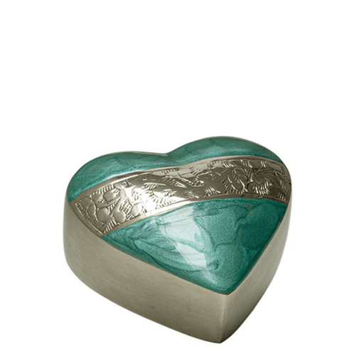 [515 MPQ] Mother of Pearl Aqua Brass Heart Keepsake